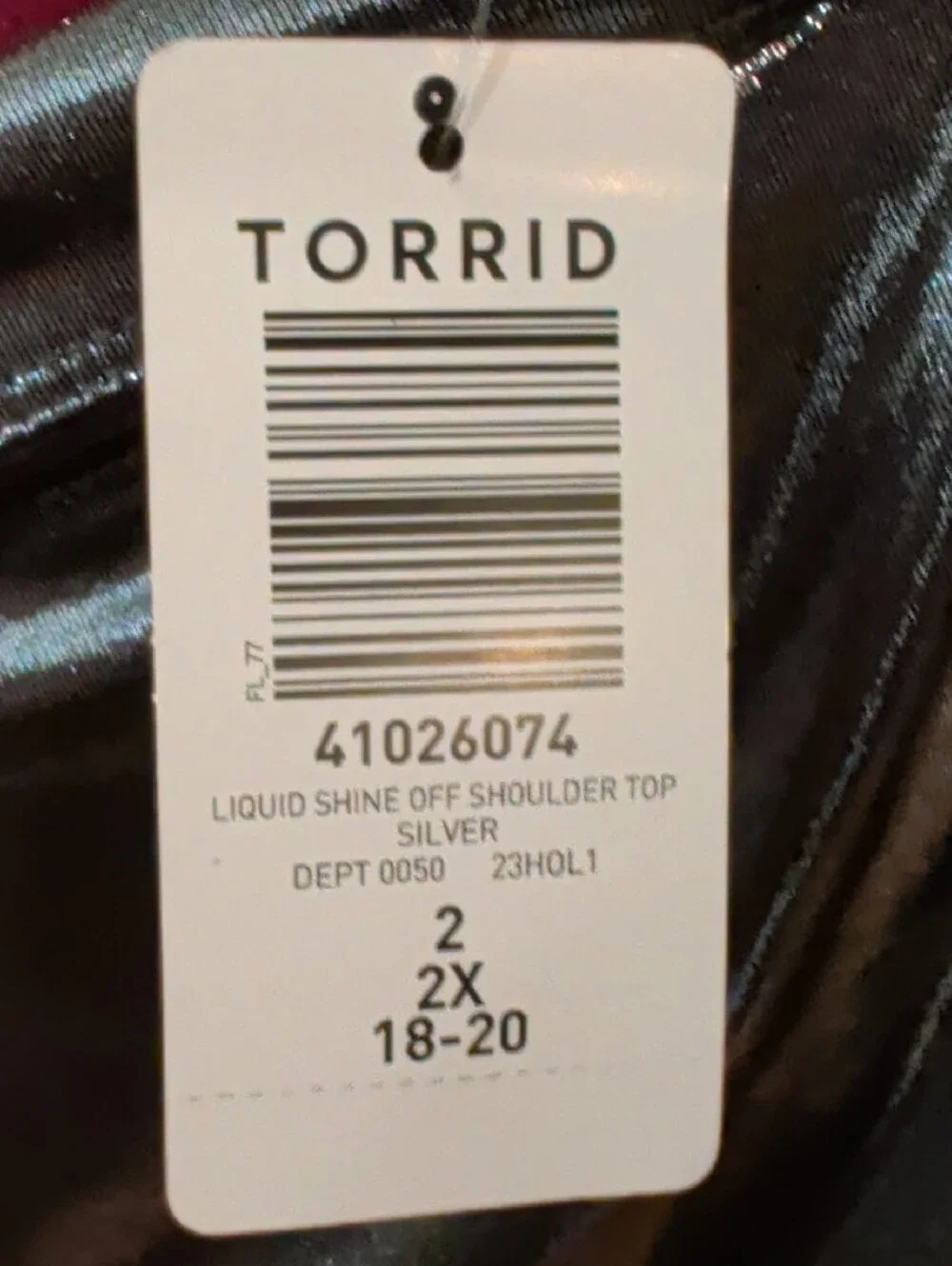 torrid Black Metallic Off-Shoulder Top with Plum Detail